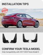 BASENOR 2017-2023 Tesla Model 3 Mud Flaps Splash Guards Fenders (Proprietary Design) No Drilling No Tape Mudflaps All Weather Protector Mudguards for Model 3 Exterior Accessories (Set of 4) - Image 2