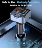 Bluetooth 5.3 Car Adapter with FM Transmitter & 42W PD Fast Charging, Wireless AUX/USB Music Receiver, Hands-Free Calls, Beat Sync LED Lights for Car Stereo, Compatible with All 12V-24V Vehicles - Image 6