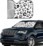 Leopard Print Pattern Black Watercolor Windshield Sunshade for Car SUV Truck Foldable Uv Ray Reflector Front Window Sun Shade Visor Shield Cover - Image 4
