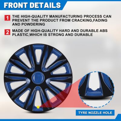 AUTOWIKI 15-Inch Wheel Rim Covers Universal, Hubs Cap Snap on Car Truck SUV ABS Plastic OEM Replacement Fashion Design- R15 Wheel Rim Covers Set of 4 Black Lacquer&Blue Lacquer - Image 3