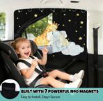 Car Window Shade for Baby, 2 Pack Double Layer with 7 Strong Magnets, Cute Giraffe & Star Design Baby Sun Shade for Car Window, Adjustable Blackout & See-Through Privacy Curtains UV Protection - Image 4