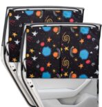 Car Window Shades, 2 Packs Magnetic car Sun Shade for Baby, Double Layers Magnetic Colourful Space Pattern for Full Covers/Half Shade Options, Window Curtains for Heat/UV Protection Sun Block Covers