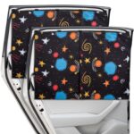Car Window Shades, 2 Packs Magnetic car Sun Shade for Baby, Double Layers Magnetic Colourful Space Pattern for Full Covers/Half Shade Options, Window Curtains for Heat/UV Protection Sun Block Covers