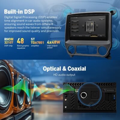 Eonon GMSX6S2 Car Stereo for Chevy Chevrolet Silverado/GMC Sierra 2014-2018, 2015 Silverado Radio CarPlay & Android Auto Head Unit, 10.1" QLED Car Radio with Bluetooth, SWC, 6+64GB -(QCM6225-AD) - Image 9