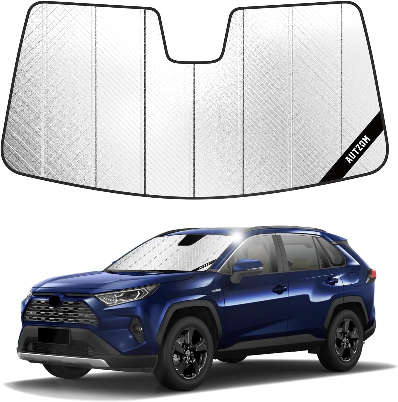 71dLacoJfIL._AC_SL1500_.jpg Windshield Sun Shade for Toyota RAV4 2019-2025, Custom-fit Windshield Cover, Keep Vehicle Cool, Protect Dashboard, Foldable Car Window Shades – Toyota RAV4 Accessories - Image 1