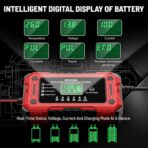 Battery Charger 15A 12V Fully Automatic Smart Trickle Car Battery Charger Maintainer with LCD Display & Temperature Compensation for Car Truck Motorcycle Lawn Mower Boat - Image 3