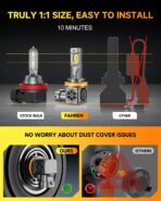 FAHREN 𝟐𝟎𝟐𝟔 𝐔𝐩𝐠𝐫𝐚𝐝𝐞𝐝 H11 𝐋𝐄𝐃 Bulbs, 𝟗𝟎𝟎𝟎𝟎𝐋𝐌 𝟏𝟒𝐗 Brighter, True 1:1 Mini Size, 6500K Cool White, Real Plug and Play with Cooling Fan H9 H8 Fog Bulbs, Non Polarity, Pack of 2 - Image 5