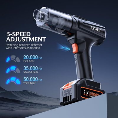 Cordless Handheld Car Vacuum Cleaner, 50,000Pa High-Power Brushless Motor, Rechargeable Dust Buster with 2 Batteries & Charger, 6-in-1 Portable Vacuum Cleaners for Home, Pet Hair, Bright Black - Image 3