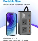 300W Car Power Inverter - YSOLX Dual DC 12V to 110V AC Car Outlet Adapter to Wall Plug, 24W Fast Charging USB-C&USB-A, Portable ​Charger Converter with for Laptops, Phones - Image 5