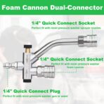 DUSICHIN Pressure Washer Gun Foam Cannon Dual Connector Shift Valve, Car Wash Foam Cannon Kit 1/4 Inch Quick Connector 5 Pressure Washer Nozzle Tips Build-in Design Work with A Pressure Washer DUS2703 - Image 6