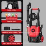 Electric Pressure Washer, 2.5 Max GPM Electric Power Washer with Foam Cannon, Powerwasher with 4 Nozzles, High Pressure Washer for Cars, Driveways, Patios, Decks - Image 9