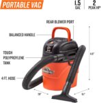 Armor All® AA155 1.5-Gallon 2 Peak HP Portable Wet/Dry Vacuum, Orange - Image 3
