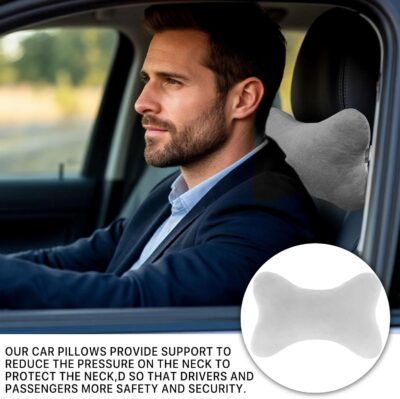 Car Headrest Pillow, Soft & Comfortable Memory Foam Car Neck Pillow for Driving Fatigue Relieve, Universal Cars Head Rest Pillows with Adjustable Strap, Car Interlor Accessorles (Gray) - Image 6