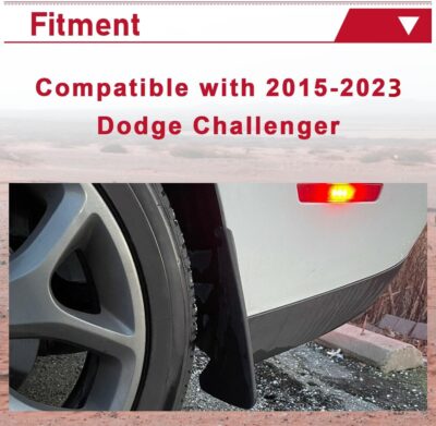 HECASA Heavy Duty Mud Flaps Guards Compatible with 2015-2023 Dodge Challenger Replacement for 82214141 82214142 Black Mud Guards Splash Molded Front & Rear 4Pcs - Image 2