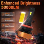 HIKARI WINGS H7 LED Fog light, 50000LM Pure White 6000K LED Bulbs, Plug & Play IP68 Waterproof Pack of 2 - Image 2