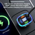 6-in-1 Multi-Function Car Charger with LED Digital Display, PD 3.1A & QC3.0 Super Fast Charging, Fire-Proof PC Body, Multi-Port USB/Type-C Car Adapter for iPhone Android Tablets Cars - Image 4