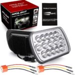 H6054 Led Headlights H4 Socket kit, 7x6 5x7 Led Headlight 6054 5054 Hi/Low Sealed Beam for S10 Blazer Jeep Xj Yj Chevy Express GMC Savana Ford Econoline E150 Nissan D21 Toyota Pickup Truck