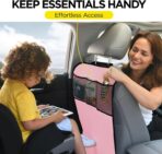 lebogner Back Seat Cover for Kids + 3 Pocket Storage Organizer, (Pink - 3 Pocket) - Image 2