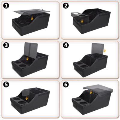 Backseat Car Organizer, Middle Seat Organizer With 4 Storage Compartments 2 Cup Holders, Back Seat Center Hand Rest Toy Storage for Toddler Kids Family Travel Roadtrip Essentials for SUV Truck Van - Image 8