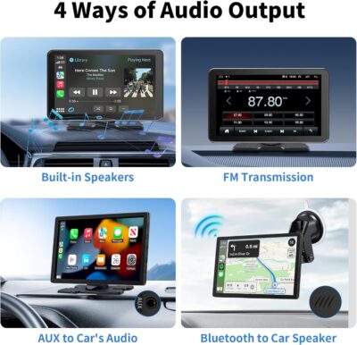 CarPlay Screen for Car, 9'' Wireless CarPlay & Android Auto - Smart Portable Touchscreen with Bluetooth/FM, Mirror Link, Voice Control, GPS Navigation, Plug & Play Car Play Screen, Silver - Image 5