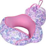 SKYTRAX® Certified Kids Safe Memory Foam Travel Neck Pillows for Kids and Toddlers, Cute Cartoon Design, Car Seat & Airplane Head Neck Support, Adjustable Snap Buttons, Washable Soft Cover (Unicorn)