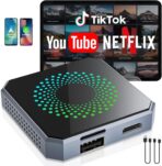 5-in-1 Wireless CarPlay & Android Auto Adapter with Netflix/YouTube, [Supports 4K HDMI Output & Screen Mirroring] - Plug & Play Car Play Wireless Smart AI Box for Cars with OEM Wired CarPlay/Auto