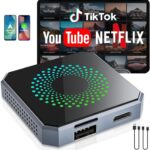 5-in-1 Wireless CarPlay & Android Auto Adapter with Netflix/YouTube, [Supports 4K HDMI Output & Screen Mirroring] - Plug & Play Car Play Wireless Smart AI Box for Cars with OEM Wired CarPlay/Auto