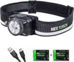 NEXTORCH eStar 1300 Lumens Headlamp Rechargeable, Running LED Headlight Extra Lightweight with Red Light, Waterproof Headband for Outdoor Camping Hiking Working, 2 * 1200 mAh, USB-C Charging, Black