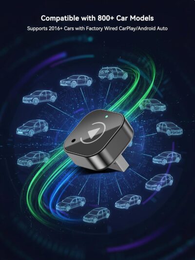 Wireless CarPlay & Android Auto Adapter, USB-A Plug-in Dongle, Converts Factory Wired CarPlay/Android Auto to Wireless (Gloss Black,USB-A) - Image 6