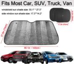 Big Ant Windshield Sun Shade + Bonus Car Window Shade, Car Sun Shade Keeps Vehicle Cool-UV Ray Protector Front Windshield Sunshade Fit for Most Cars SUV Trucks Minivans(55.1 x 27.5 inches) - Image 2