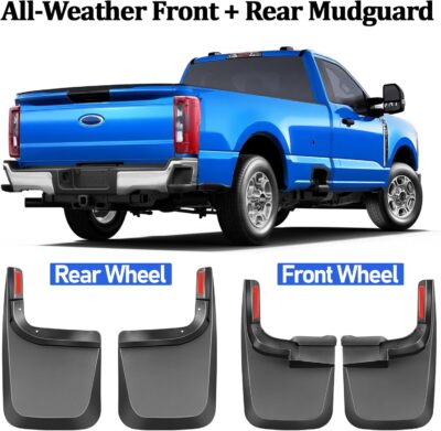 Front Rear Mud Flaps Splash Guards for Ford F-250 F-350/2017-2026 Mudflaps Mud Guard for Trucks 4PCS Set Black (w/o OEM Fender Flares) No Need to Drill Holes,Easy Install - Image 5