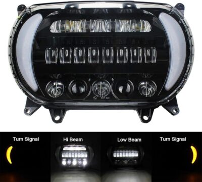 Headlight LED Road Glide Motorcycle, Daytime Running Side Lights for 2015 2016 2017 2018 2019 2020 2021 2022 2023 Headlamp Replacement accessories(Black) - Image 4