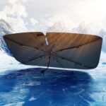 JOYTUTUS Windshield Sunshade Umbrella, Automotive Interior Sun Protection, Titanium Silver-Plated Coating Protect Car from Sun Rays & Heat Damage and Keep Cool, Spring Structure Edge (57" L x 32" W)