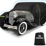 QUNSUNUS Waterproof Car Cover for Ford Model A Sedan/Convertible 1928-1931, All Weather Outdoor Car Covers with Zipper and Elastic Edges for Wind, Sun, UV and Dust Protection