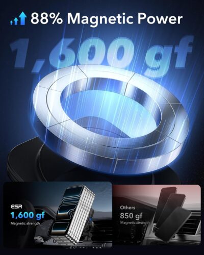 ESR for MagSafe Car Mount Charger,15W Magnetic Wireless Car Charger, for MagSafe Car Charging, Air Vent Dashboard Phone Holder Mount for iPhone Air 17 Pro Max 16 15 14 13 12, Galaxy S25, Fast Charging - Image 4