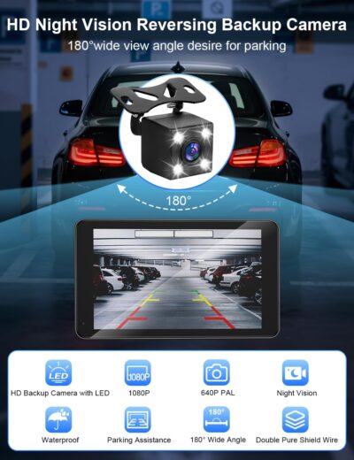 Carplay Screen for Car, 7" HD Portable Car Stereo Touch Screen with Wireless Android Auto, Backup Camera with LED/Mirror Link/Voice Control/Bluetooth/GPS/AUX/FM Satellite Radio for All Vehicles - Image 3