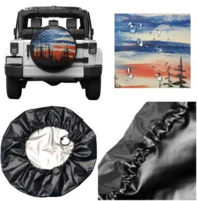 Spare Tire Cover American Flag Waterproof Dust-Proof Universal 14 Inch Wheel Protectors Camper Tire Cover Fit for RV Trailer Truck Jeep SUV Rav4 Motorhome Travel Trailer Accessories - Image 5