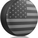 Spare Tire Cover for RV Trailer, Waterproof Leather Wheel Cover with American USA Flag, Camper Spare Tire Cover Fit for Jeep Wrangler Rv SUV Truck Travel Trailer 16"
