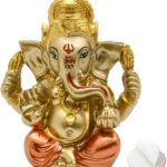 alikiki Hindu God Lord Ganesha Staue - India God Ganesh Idol for Car Dashboard Decor Birthday Gifts for Indian Man Women Home Mandir Temple Pooja Item Diwali Puja Gifts Yoga Room Altar Decor