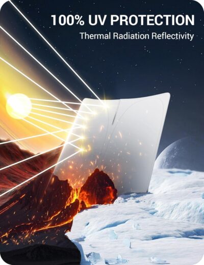 BASENOR 2017-2026 Tesla Model Y Model 3 Windshield Sunshade, (Proprietary Design) Folding Front Window Sun Shade Full Cover, Heat UV Protection Visor Accessories - Image 4