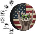 Spare Tire Cover for RV Camper Funny Cute Raccoon American Flag, Weatherproof Universal Wheel Cover for RV Travel Trailer Camper Truck 14inch - Image 5