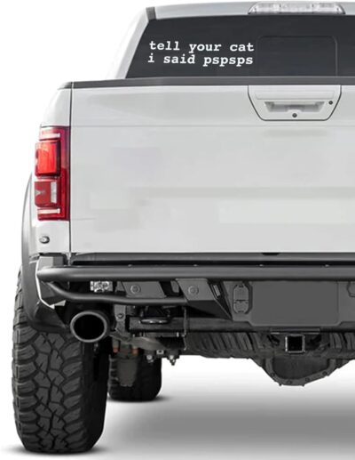 Tell Your Cat I Said Pspsps Car Vinyl Decal Window Bumper Sticker, 6x2 Inches, Durable White Design for Cars, Laptops, and Smooth Surfaces - Image 4