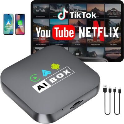 2-in-1 Wireless CarPlay Adapter & Android Auto Adapter with Netflix/YouTube/Tiktok, Mini Car Play Wireless Adapter for iPhone, Plug & Play Magic AI Box Fit for Cars with Wired CarPlay/Android Auto - Image 8