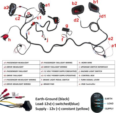 RGB LED Headlight & Turn Signal Kit for EZGO RXV 2008-2015, 12V Golf Cart Street Legal Light Kit with Brake Lights, Horn, Music Sync APP Control, Long-Lasting & Easy Install - Image 7
