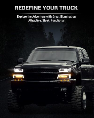 Z-OFFROAD LED Headlights Assembly DOT Approved with DRL Turn Signal Hi/Low Sealed Beam Compatible with 03-06 Chevy Silverado Avalanche (Sequential Turn Signal + Clear Side Marker) - Image 3