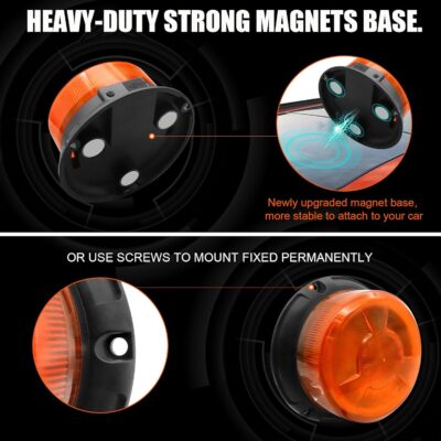AnTom Magnetic Wireless Strobe Light, Waterproof Rechargeable LED Beacon Lights for Trucks, Vehicle Emergency Flashing Warning, forklifts,Tractors,Golf Carts,Cars - Image 2