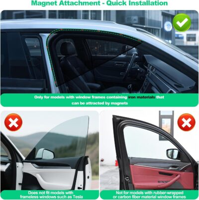 XCBYT Car Window Shades, Driver Window Sun Shade, Upgraded Magnetic Side Window Sun Shade for Front Side Windows with Block Sunlight, Glare and Heat for SUV, Truck, Safe Driving (2PS) - Image 2