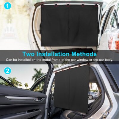 Car Window Shades, 2 PCS Magnetic Double Layer Auto Sun Shade for Side Windows Privacy Full Covers/Half Shade Options Back Car Window Curtains for Baby Protection - Image 5