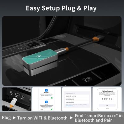 Wireless CarPlay Adapter,Covert Factory Wired to Wireless Car Play Adapter for iPhone 6+ (iOS only) Easy Setup Plug&Play,Multiple Controls,Support USB&USB-C - Image 3