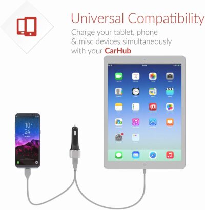 Crave CarHub 54W 4 Port USB Car Charger, Qualcomm Quick Charge 3.0 - Black - Image 4